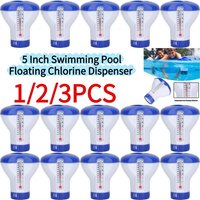 1/2/3PCS Pool Floating Dosage Dispenser with Thermometer 4.72 Inch, Compact White Plastic Design Floats Steadily on Water