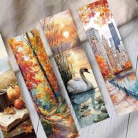 30Pcs Autumn oil painting series minimalist bookmark artistic creativity Reading Book Labeling Paper Card Stationary Supplies