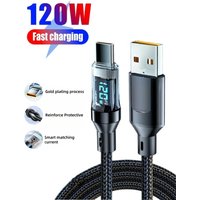120W USB to Type C Cable Fast Charging Cable 100W Type-C To Type-C Data Cord With LED Display For Universal USB Chaging Wire
