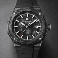 TSAR BOMBA Men's Automatic Watch Miyota Sapphire Carbon Bezel 316L Steel FKM Strap 100M Waterproof Luminous Folding Clasp Gift