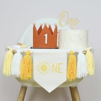 1st Birthday Sun-Themed High Chair Banner Wreath, Birthday Crown Hat, Suitable For Boys And Girls' Birthday Party Decorations
