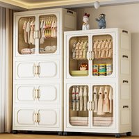Collapsible No-Install Baby Closet – Heavy-Duty Toy & Clothes Storage Cabinet, Multilayer Organizer for Living Room/Bedroom, Com
