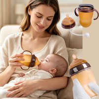 150ml/250ml Silicone Baby Bottle with 360° Gravity Ball Straw BPA-Free for 0-36 Months Mimics Breastfeeding Experience Feeding