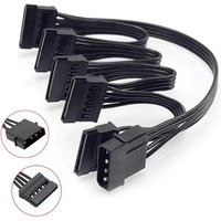SATA 5 Pin Power Cable: 4 Pin IDE Molex to 1-5 Port 15 Pin SATA Adapter for HDD SSD PC Server DIY