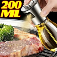 Oil Spray Bottle for Kitchen 2 in 1 Olive Oil Dispenser Round Drum Design Fine Mist Sprayer for Cooking Salad Borosilicate Glass