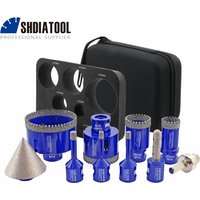 SHDIATOOL 10-teiliges Diamant-Fliesenbohrer-Set, Durchmesser 6–68 mm, Bohren, Fräsen, für Marmor, Keramik, Granit, Lochsäge, Öffner, Werkzeug-Set