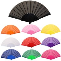 Portable Folding Fan Plastic Plain Fabric Hand Fan Chinese Elegant Cloth Hand Fan for Weddings Travel Party Dancing Cosplay
