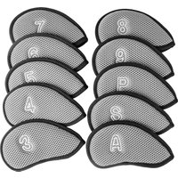10 Pieces / Set. Golf Iron Head Covers. Made breathable and moisture-proof mesh fabric, Universally fits various sizes of club