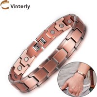 Vinterly Pure Copper Magnetic Bracelet Men Vintage Arrow Health Energy High Magnet Benefits Jewelry Male Chain Link 21cm Jewelry