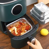 10Pcs Rectangle Aluminum Foil Trays Disposable Baking Pans Non-Stick Heat Resistant For Air Fryer Oven Cooking Kitchen Tool