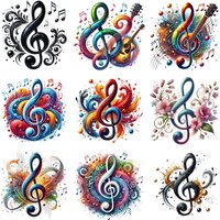 9 Pcs Musical Note Art Designs Iron On Transfer Patches for Clothing T-Shirt Jeans Applications iron on decals DTF Transfers