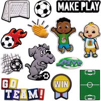 1pcs Original Football PVC Shoe Charms Accessories Make Play MVP Soccer Field Sandals Buckle Decorations Clog Pin Clips Designer