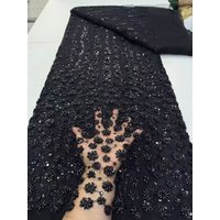 Luxury African Groom Embroidery Beaded Lace Fabric 5 Yards High Quality French Sequins Lace Fabric For Dress Sewing French Style