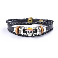 Anime One Piece Bracelet Luffy PU Bracelet Cosplay Accessories Straw Hat Pirate Jewelry Leather Bracelet Birthday Gifts