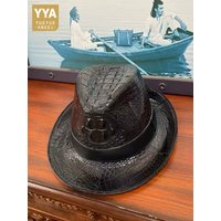 Luxury Mens Real Crocodile Leather Top Hat Fashion Autumn Sun Prevent Windproof Cap High Quality Real Leather Hats