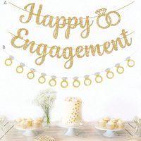 1set Happy Engagement Banner Bunting with Garland Party Decorations Bridal Wedding Engagement Party Supplies