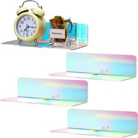 Iridescent Floating Fluorescent 2 pcs per pack wall-mounted non-perforated wall storage acrylic shelves speaker storage racks