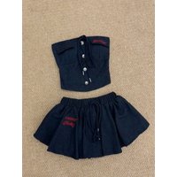 Summer New Style Korean Pure Desire Spicy Girl Short Waist-Cinching Tube Top And Puffy Skirt Two-Piece Set for Women