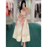 Balla Gradient Floral Print Empire Waist Maxi Dress Vacation Style Strapless One-Piece Summer Women's Dress Wedding Party Bea...