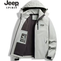 Jeep Spirit 2026 New Men's Spring/Autumn Outdoor Jacket with Removable Hood, Windproof and Waterproof Upper
