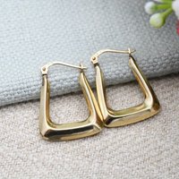Classic Gold Color Hoops Earrings Woman Square Fashion Party Daily Wear