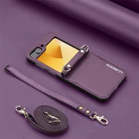 Crossbody Wallet Case For Samsung Galaxy Z Flip 7 6 5 4 3 Flip6 Flip5 Flip4 Flip7 Card Holder Hand Strap Lanyard Leather Cover