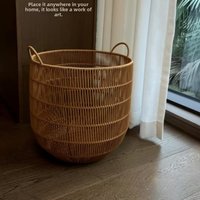Handcrafted Large Capacity Wicker Laundry Basket Home Storage Basket High Aesthetic Value Simulation Vine Weaving Toy Basket