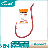 ZYZHE 8~28Pcs Red Octopus Beak Fishing Hooks High Carbon Steel 11 Sizes Sea Fishing Hooks BKK Hooks Sharp Circle Fishhooks