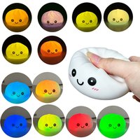 Warm and Colorful night light Cute Baozi Shaped Night Light Soft Silicone Kawaii Bedroom Decorative Lighting