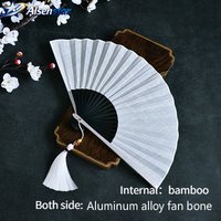 Aluminum Alloy Folding Fan Lightweight Durable Metal Women Elegant Chinese Traditional Dance Wedding Costume Photo Prop Gift