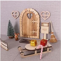 Christmas Wooden Elf Fairy Door Kit Tiny for Mini House Furniture Christmas Decoration with Christmas Decoration Accessories
