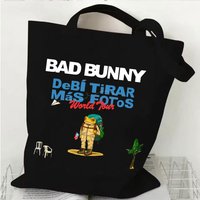 Bad Bunny DTMF World Tour 2025-2026 Shopping Bag Debi Tirar Mas Fotos Canvas Shopper Bag Girl Fashion Shoulder Tote Bags