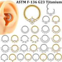 1PC CZ Marquise Paved Nose Septum Different G23 Implant Titanium Nose Ring 16G Click Segment Cartilage Daith Hoop Conch Earring