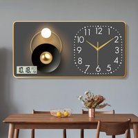 Modern Home Decor Perpetual Calendar Electronic Wall Clock Living Room Decoration Painting Watch Wall Hanging Clock
