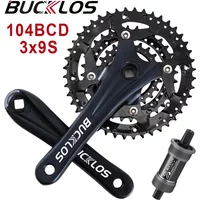 BUCKLOS Bicycle Crankset 104BCD Mountain Bike Square Hole 170mm Crank Triple Chainrings 9S Sprocket MTB Crankset Cycling Parts
