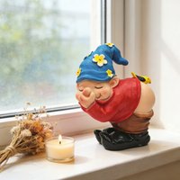 Resin Gnome Statue Outdoor Garden Decor Funny Style Waterproof Sunproof for Yard Ornament