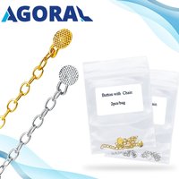 2Pcs Dental Orthodontic Lingual Button Chain Gold Silver Round Mesh Base Dentistry Materials for Teeth Braces Ortho Accessories