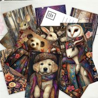 32pcs, fairy tale style animal postcards, decoration/greeting cards/postcards, high-precision printing, collectible and mailed