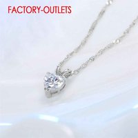 Genuine 925 Sterling Silver Heart Shape Pendant Necklace For Women Girls Women Girls Party Engagement Fashion CZ Crystal Jewelry
