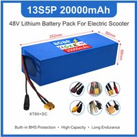 48V Lithium Battery Pack 20Ah 18650 A-Grade Cells 13S5P 1000W-2000W Built-in BMS XT60 DC JST Long Lasting for Electric Scooter