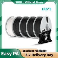 SUNLU Easy PA 5KG Black 1.75mm 3D Printer Filament 1KG/350M,High Strength,No Warp/Crack, ±0.03mm, 100% Filament Lines Up Neatly