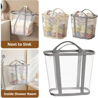 M/L Nylon Mesh Laundry Basket with Handle Breathable Folding Portable Dirty Clothes Organizer Bags Large Capacity Toys Storage
