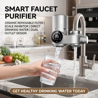 Home Smart Faucet Water Purifier Removable & Washable Tap Water Activated Carbon Filter with Temperature Digital Display Filter