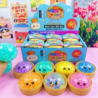 Glitter Rainbow Dumpling Squishy Toy Bead-Filled Squeeze Fidget with Steamer Case Soft Sensory Stress Relief Color Random