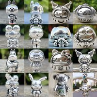 925 Sterling Silver Cartoon Animal Beads Pochacco Pompompurin Kuromi Cinnamoroll for Women, Fit DIY Jewelry Gift for Girls