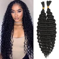 Synthetic 18" Deep Wave Bulk hair For Braiding 160g No Weft Deep Wave For Braiding Micro Faux Braiding Hair for Boho Braids Wet