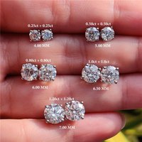 CANNER 0.5-1.2 Carat D Color Moissanite Ear Stud Earrings For Women 925 Sterling Silver Elegant Sparkling Piercing Earrings Gift