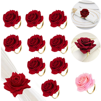 Rose Metal Napkin Rings with Flowers for Wedding Banquet Birthday Party Valentine's Day Table Setting Wedding Party Decor