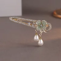 Exquisite Rhinestone Flower Hollow Duckbill Clip Hairpin Pearl Tassel High-end Women's Side Clip Temperament Fashion Hair Clip