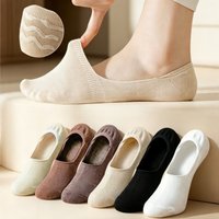 6 Pairs Women's Maillard Solid Color No Show Boat Socks Summer Thin Breathable Non Slip Low Cut Invisible Liner Socks For Flats